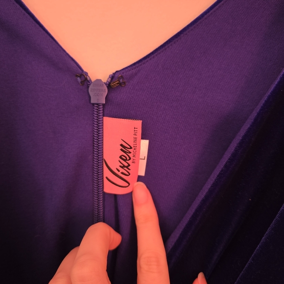 Micheline Pitt Film Noir Blue Velvet Gown With Turban Size Large - Picture 5 of 7